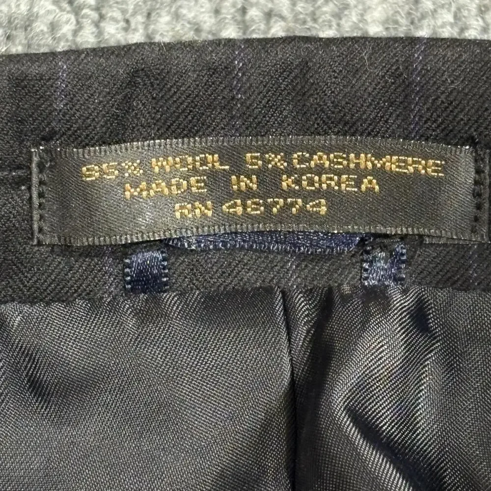 Oleg Cassini Suit Mens 42R Charcoal Pinstripe 2 Piece Wool Cashmere Jacket Pants